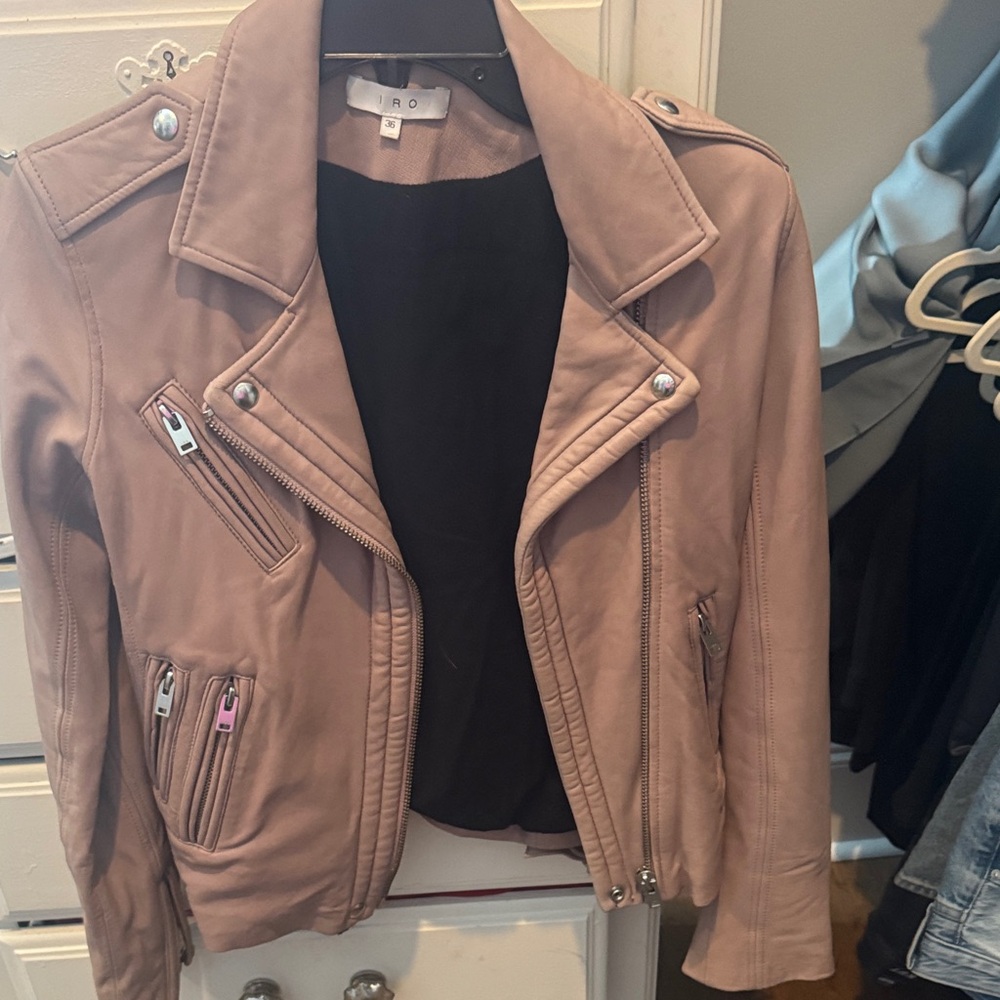 IRO Women's Beige Leather Jacket